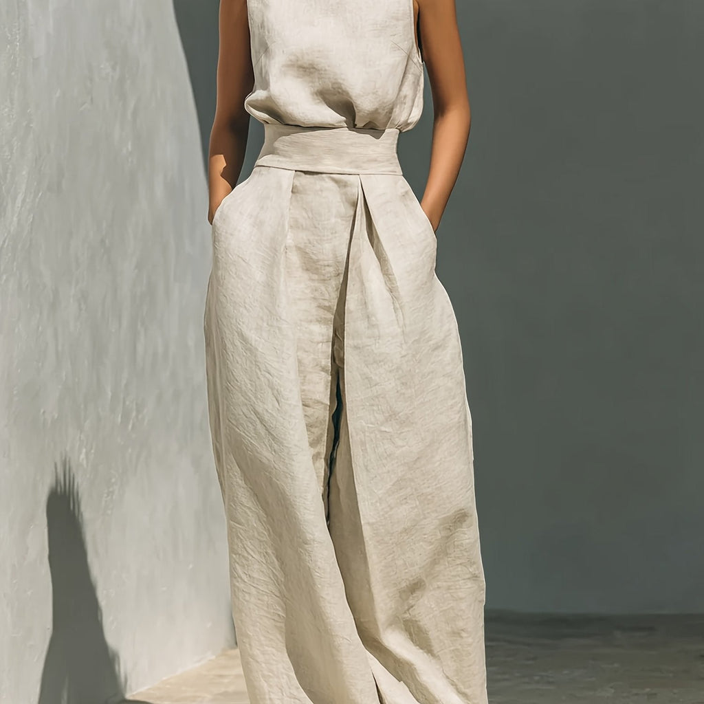 Linen Sleeveless Two-Piece Set