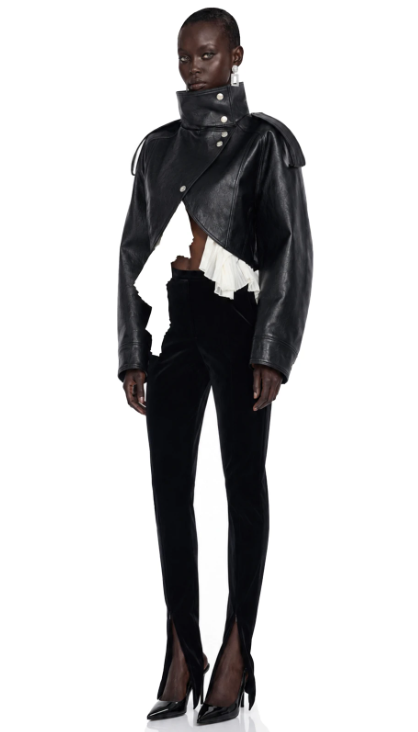 Landry Black High Neck Aysmmetrical Oversized Jacket