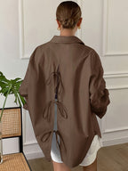 Back Bow Long Sleeve Blouse from 64b136-1e, featuring a stylish bow detail at the back and long sleeves, in a fashionable top style.