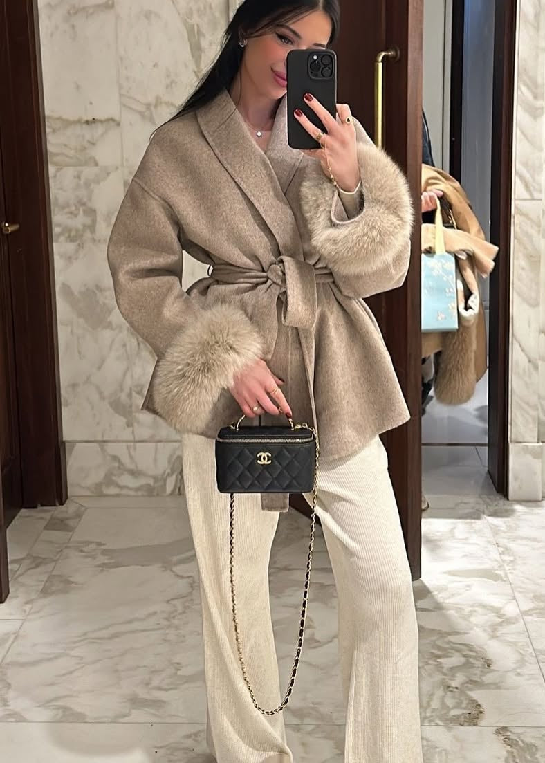 ELARA WOOL COAT (Removable fur)