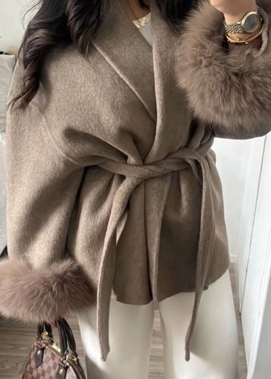 ELARA WOOL COAT (Removable fur)