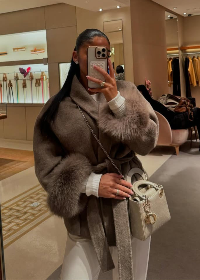 ELARA WOOL COAT (Removable fur)