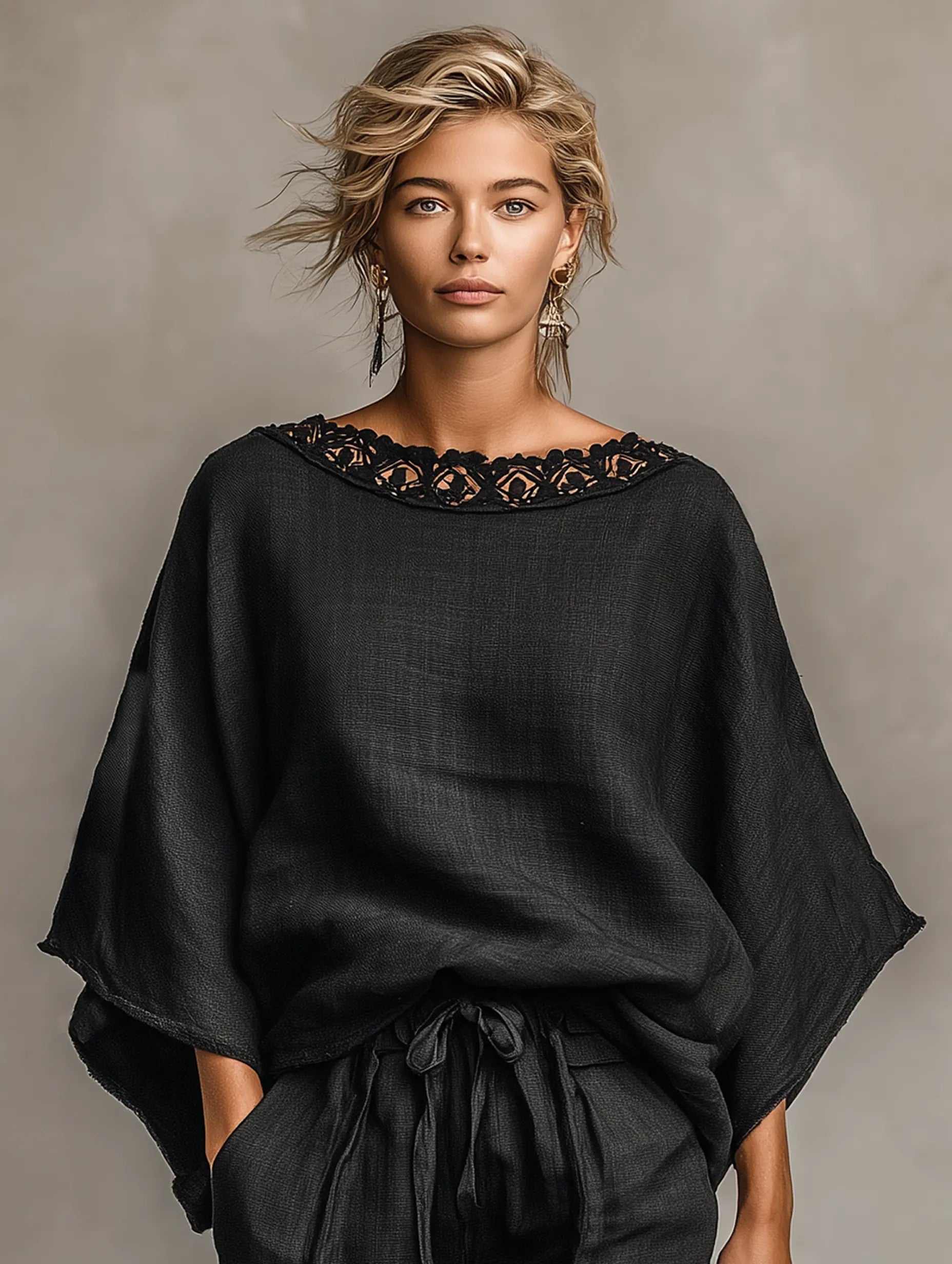 Penny | Linen Lace Blouse Shorts Set