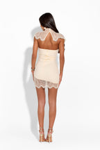 KENSINGTON lace dress in elegant design, featuring intricate lace fabric and a flattering fit, perfect for formal occasions.