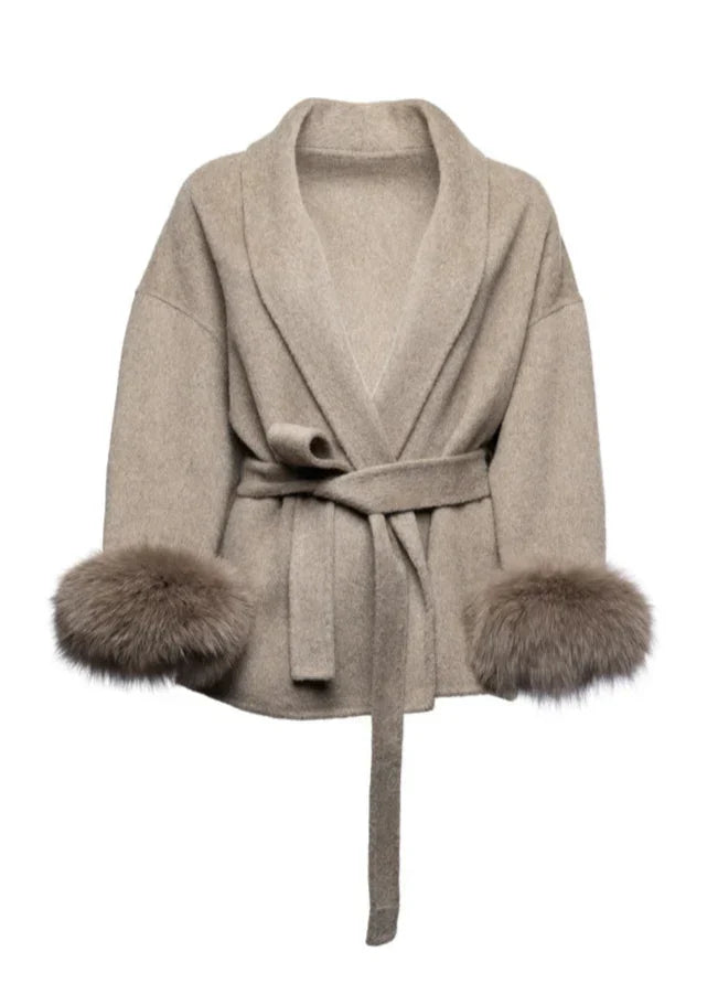 ELARA WOOL COAT (Removable fur)