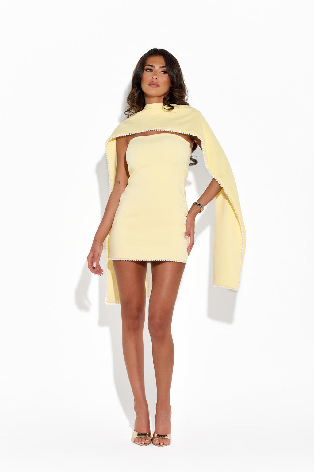 XALIA Draped Mini Pearl Dress