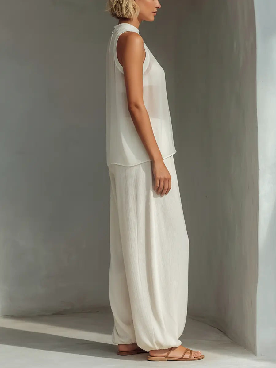 Chloe | Chiffon Top Wide-Leg Pants Set