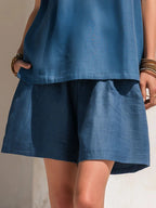 Azure | Tencel V-Neck Top Shorts Set