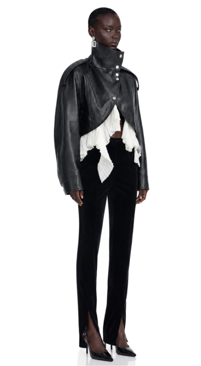 Landry Black High Neck Aysmmetrical Oversized Jacket