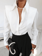 Chic solid casual long sleeve button-up shirt from 64b136-1e, featuring a classic collar, button front, and relaxed fit.
