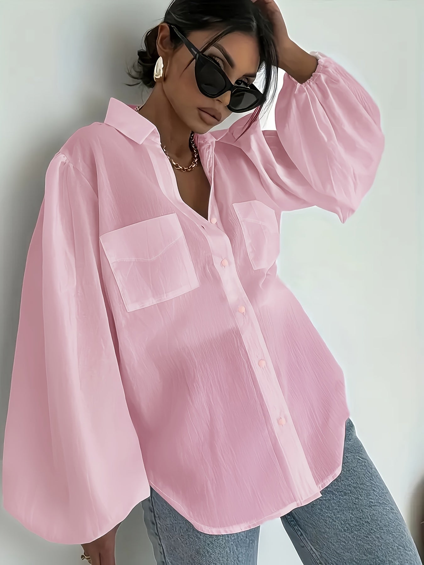 Elegant SemiSheer Button Shirt Summer Comfort