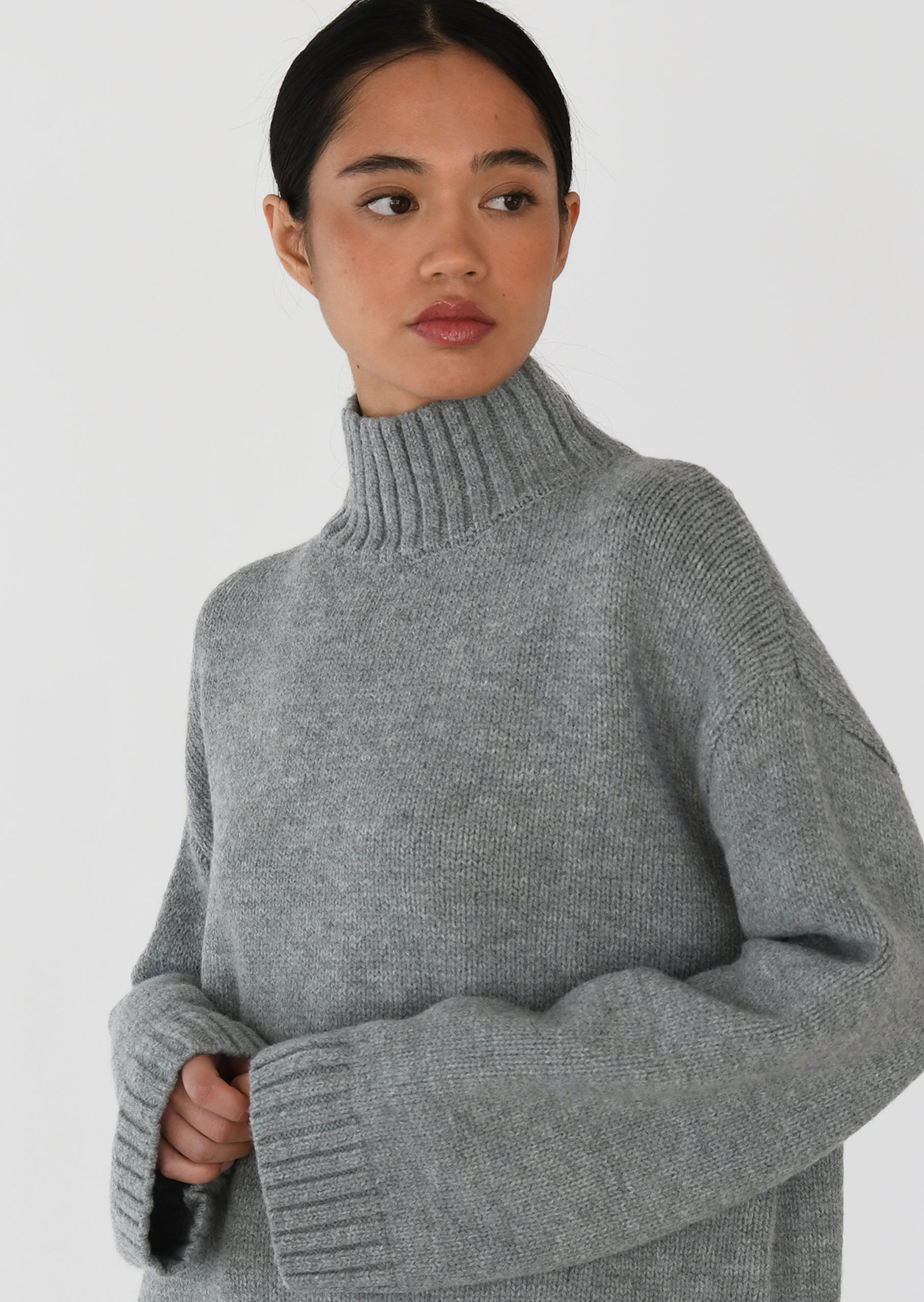 High neck knit sweater