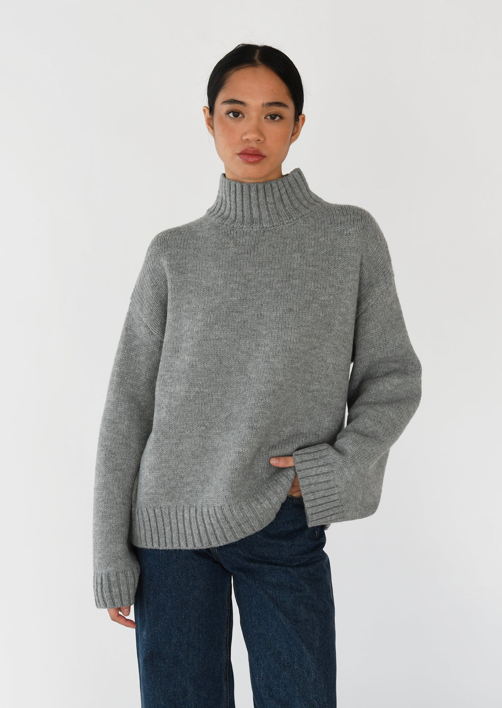 High neck knit sweater