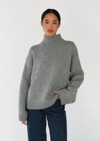 High neck knit sweater