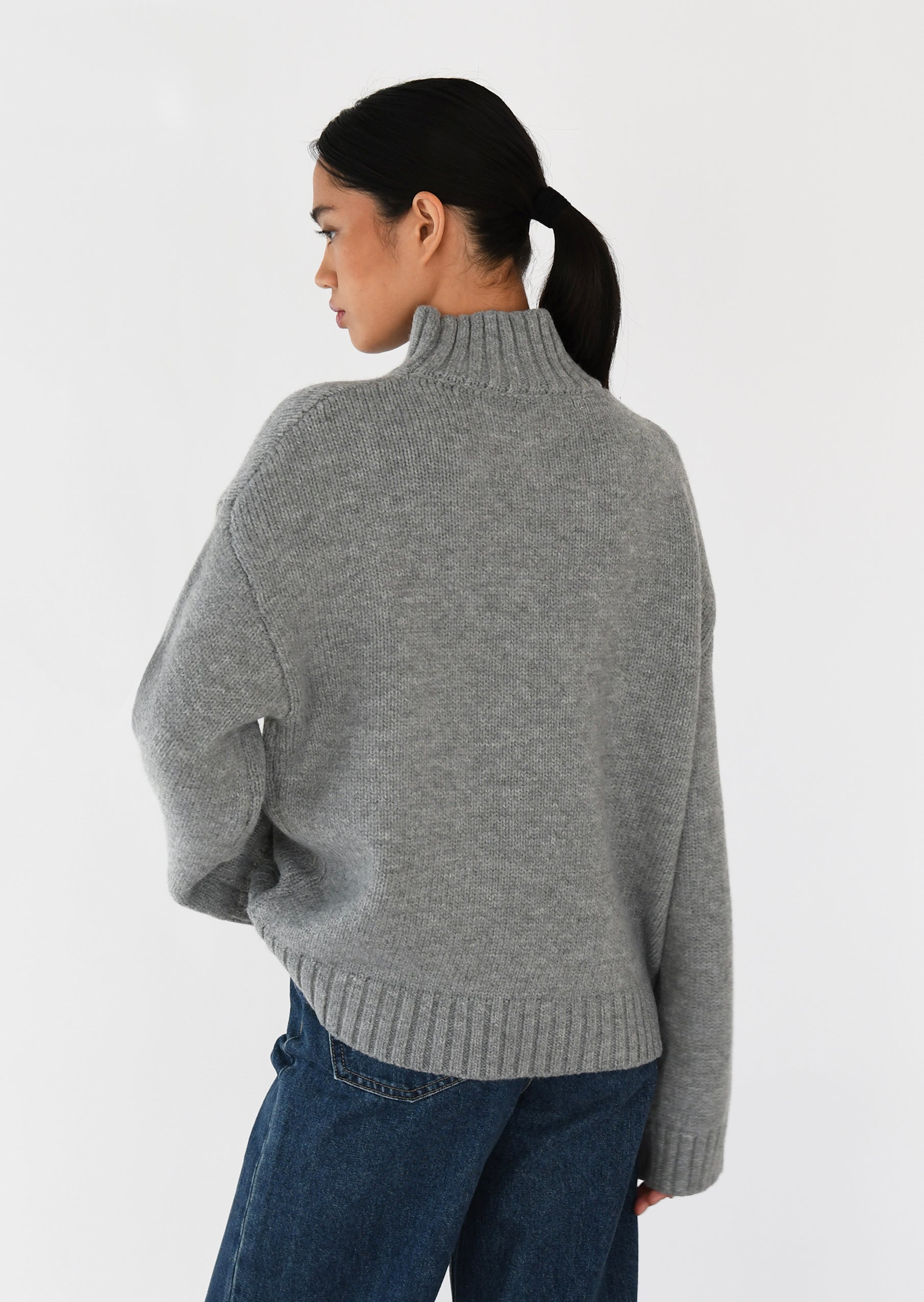 High neck knit sweater