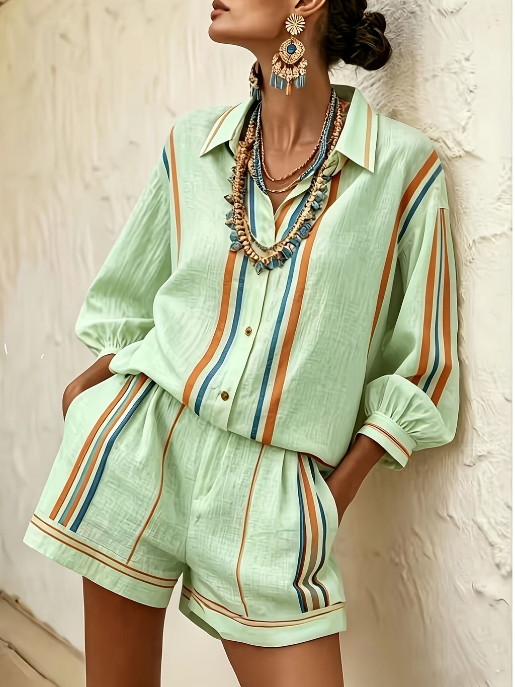 Vacation Style Shirt  Shorts Set