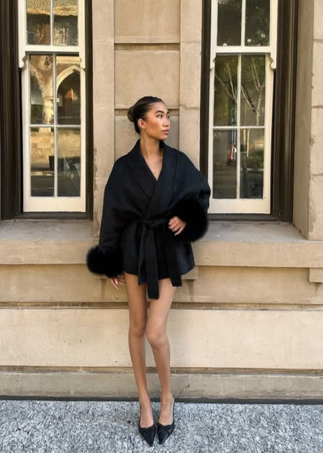 ELARA WOOL COAT (Removable fur)