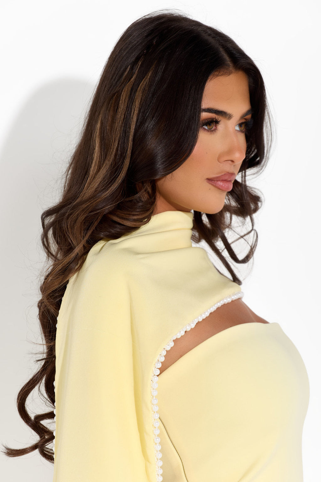 XALIA Draped Mini Pearl Dress