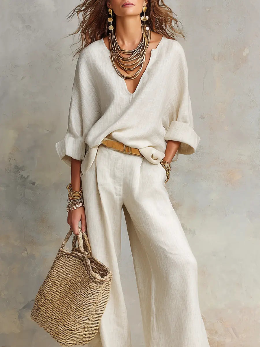 Isla | Women's Loose Linen Set – Two-Piece Resort Wear Outfit for Summer