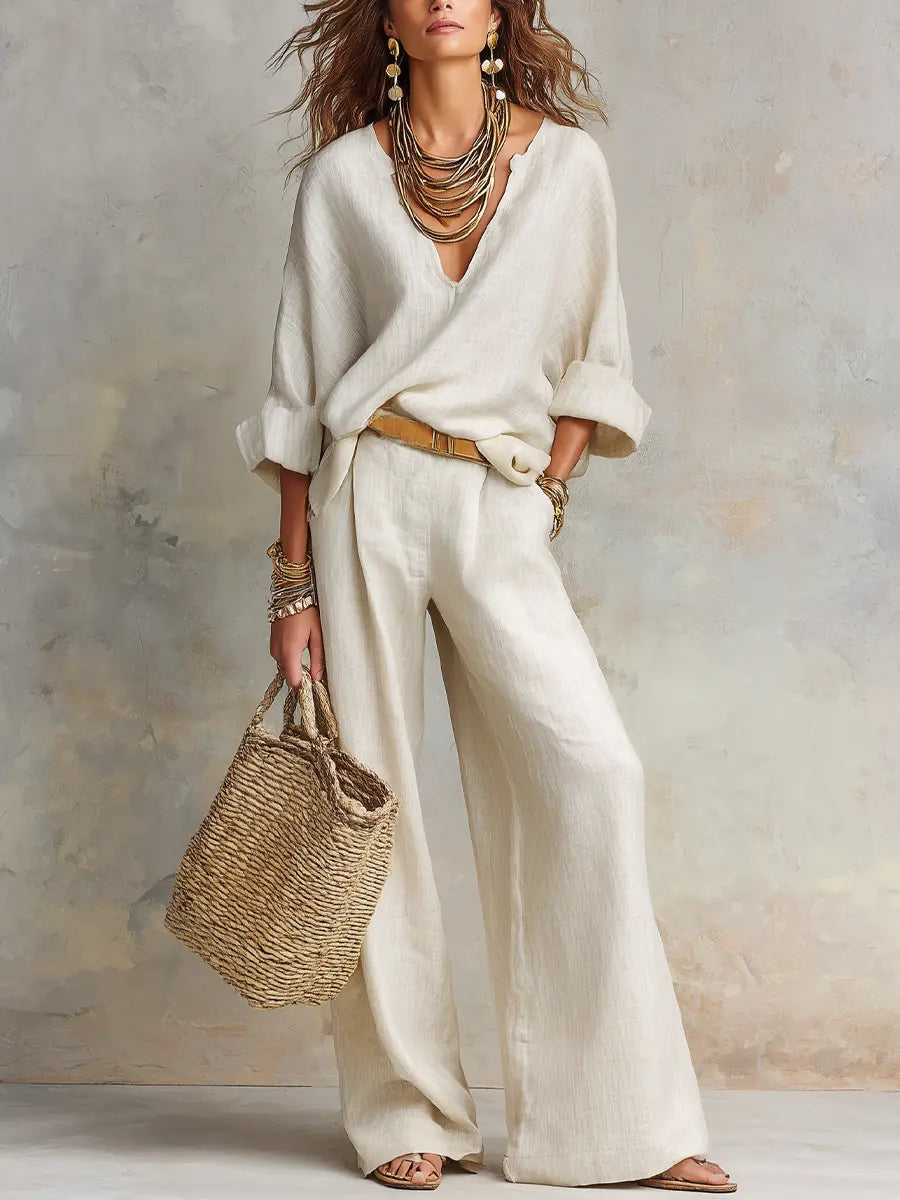 Isla | Women's Loose Linen Set – Two-Piece Resort Wear Outfit for Summer