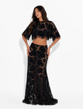 AMIRA FLORAL MAXI SKIRT - BLACK