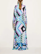 Temperament Printed Hip-hugging Maxi Skirt