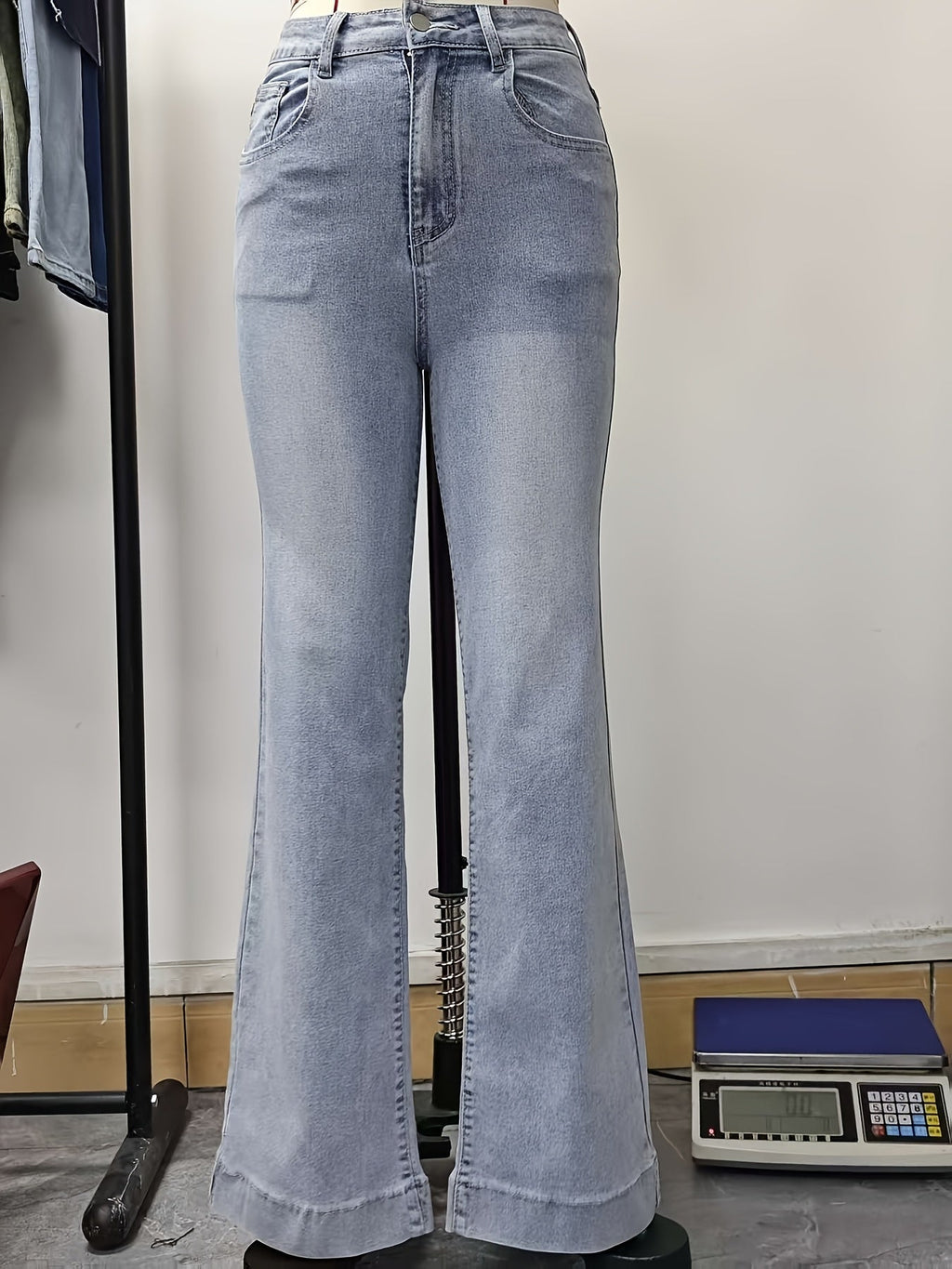 Wide-Cuff Stretch Denim Jeans