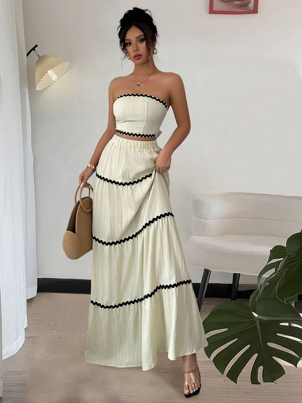 Chic Cropped Top  Skirt Set for Her