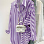 Striped pocket button shirt from 64b136-1e, a stylish casual tops with front pocket and button details.