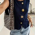Golden Button Sleeveless Top