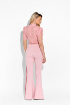 Pink MAYFAIR trousers from 64b136-1e, stylish bottoms with a tailored fit, shown laid flat on a white background.