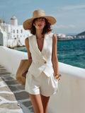 Sophia | Linen Vest Shorts Two-Piece Set
