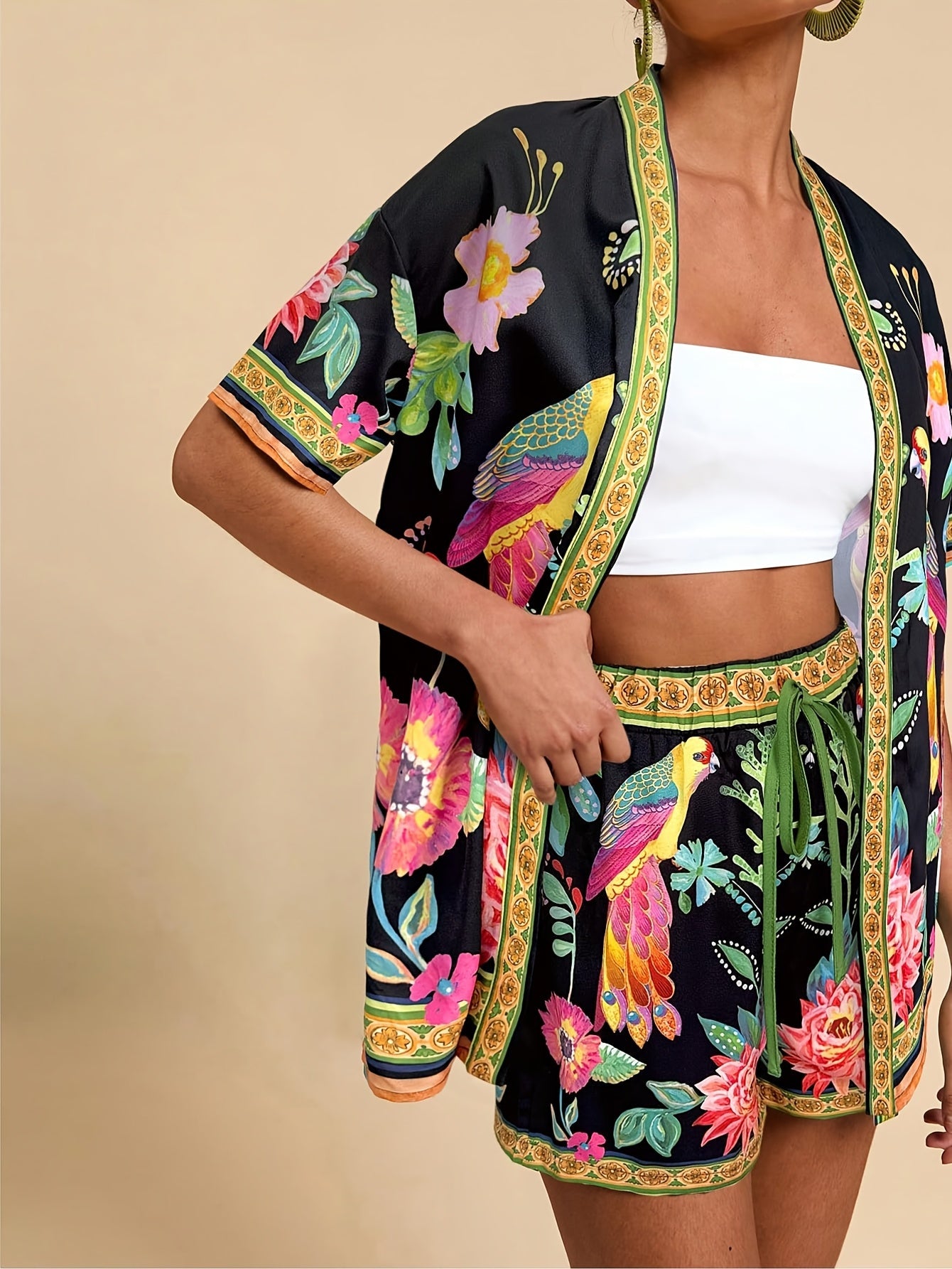 Tropical Breeze Short Sleeve Top  Shorts Set