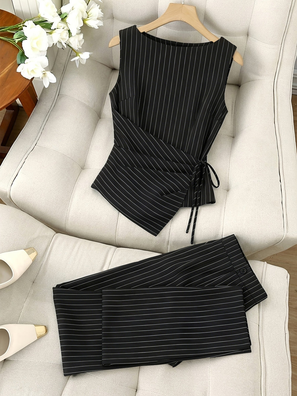 Striped Two-Piece Wide-Leg Set