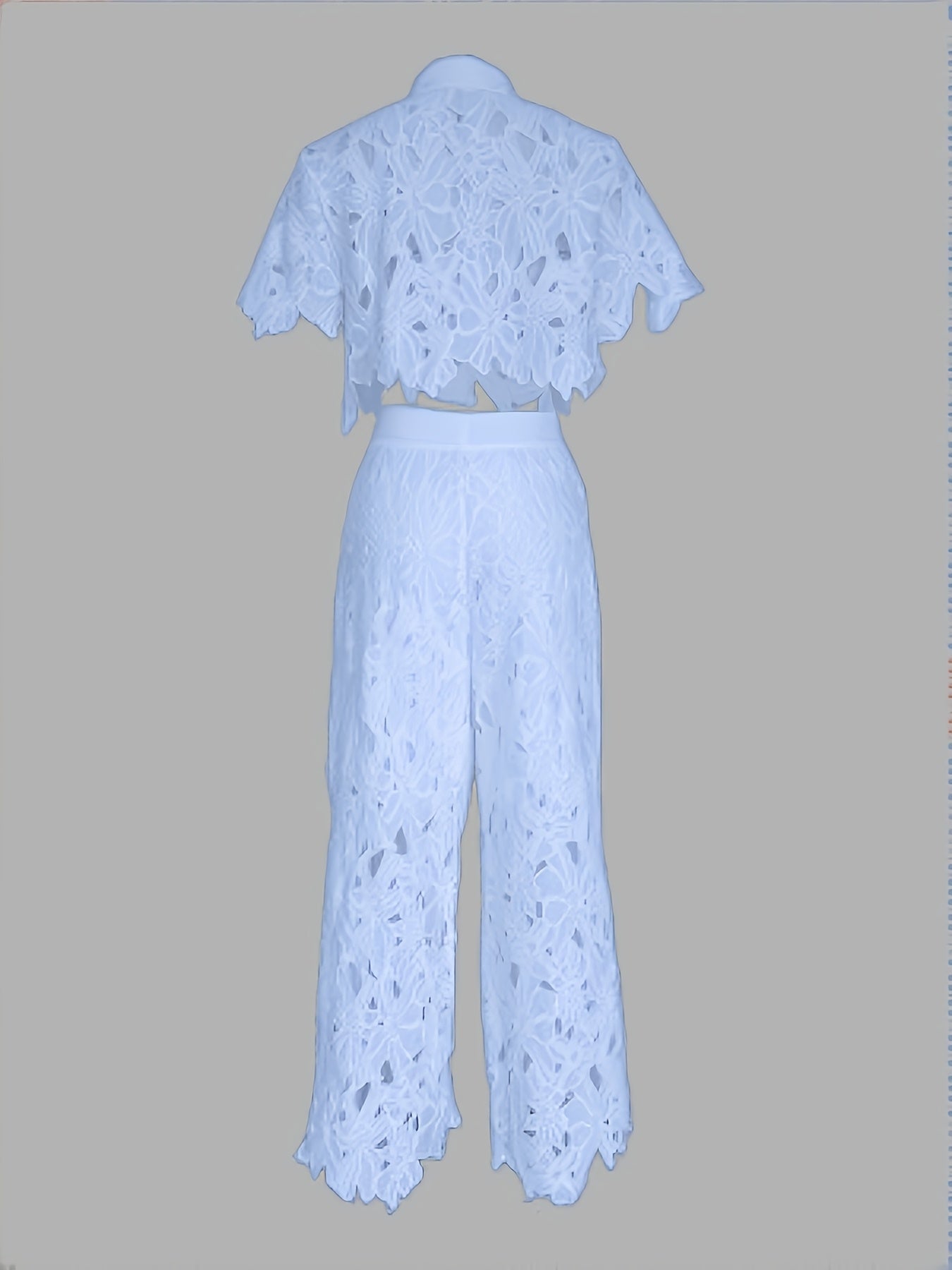 Elegant Hollow Lace Blouse Chic Womens Fashion