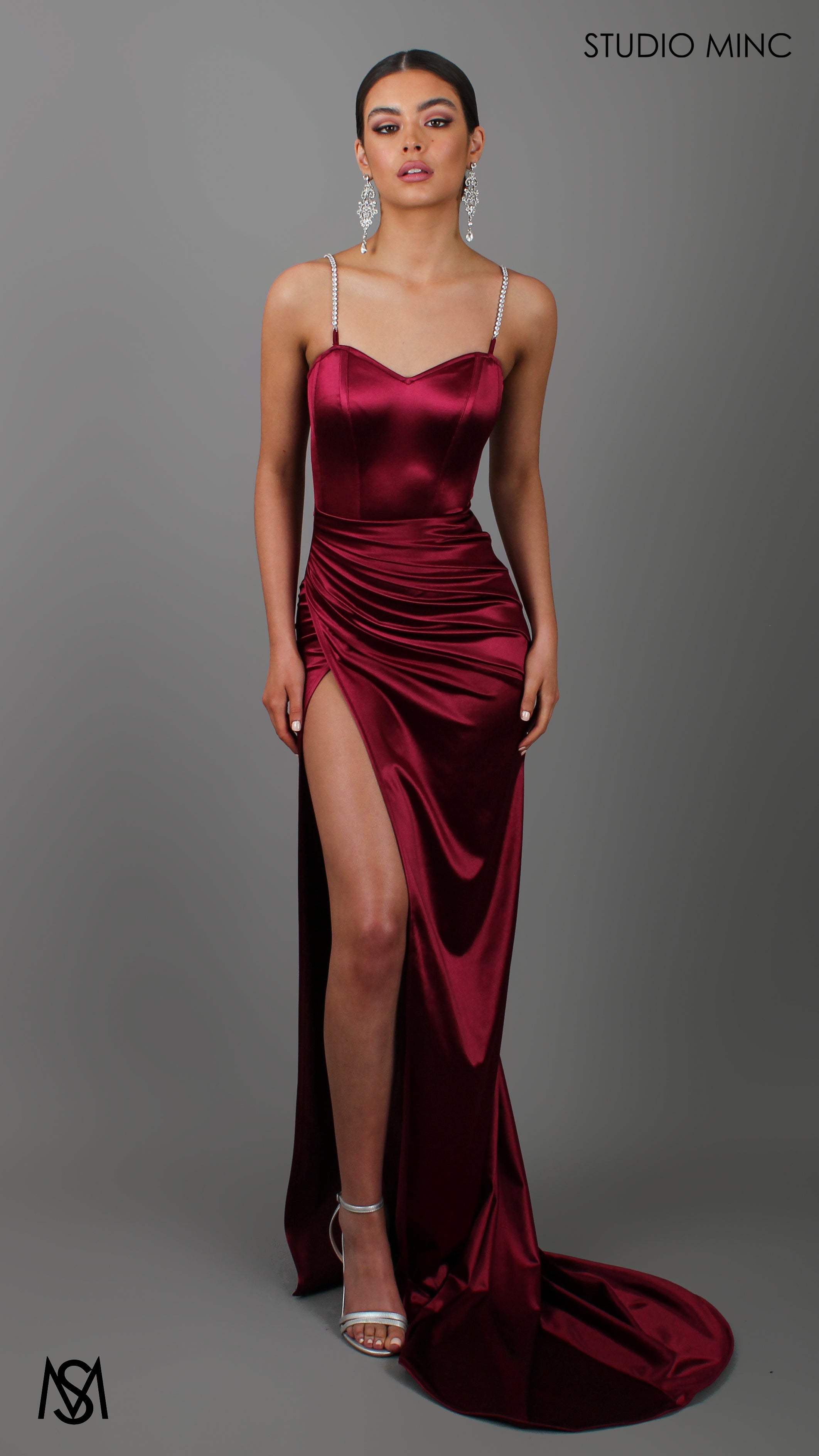 Crave - Ruby Satin Corset Formal Dress with Leg Split