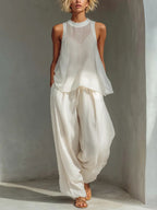 Chloe | Chiffon Top Wide-Leg Pants Set