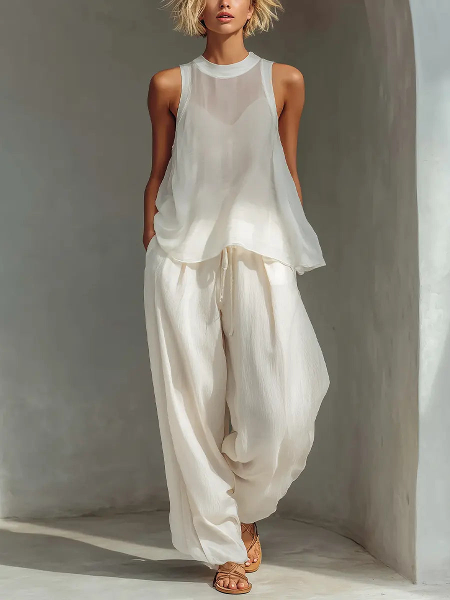 Chloe | Chiffon Top Wide-Leg Pants Set