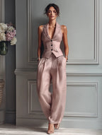 Lily | Linen Vest Wide-Leg Pants Set