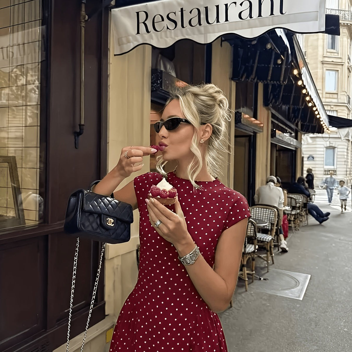 Polka Dot French Maxi Dress
