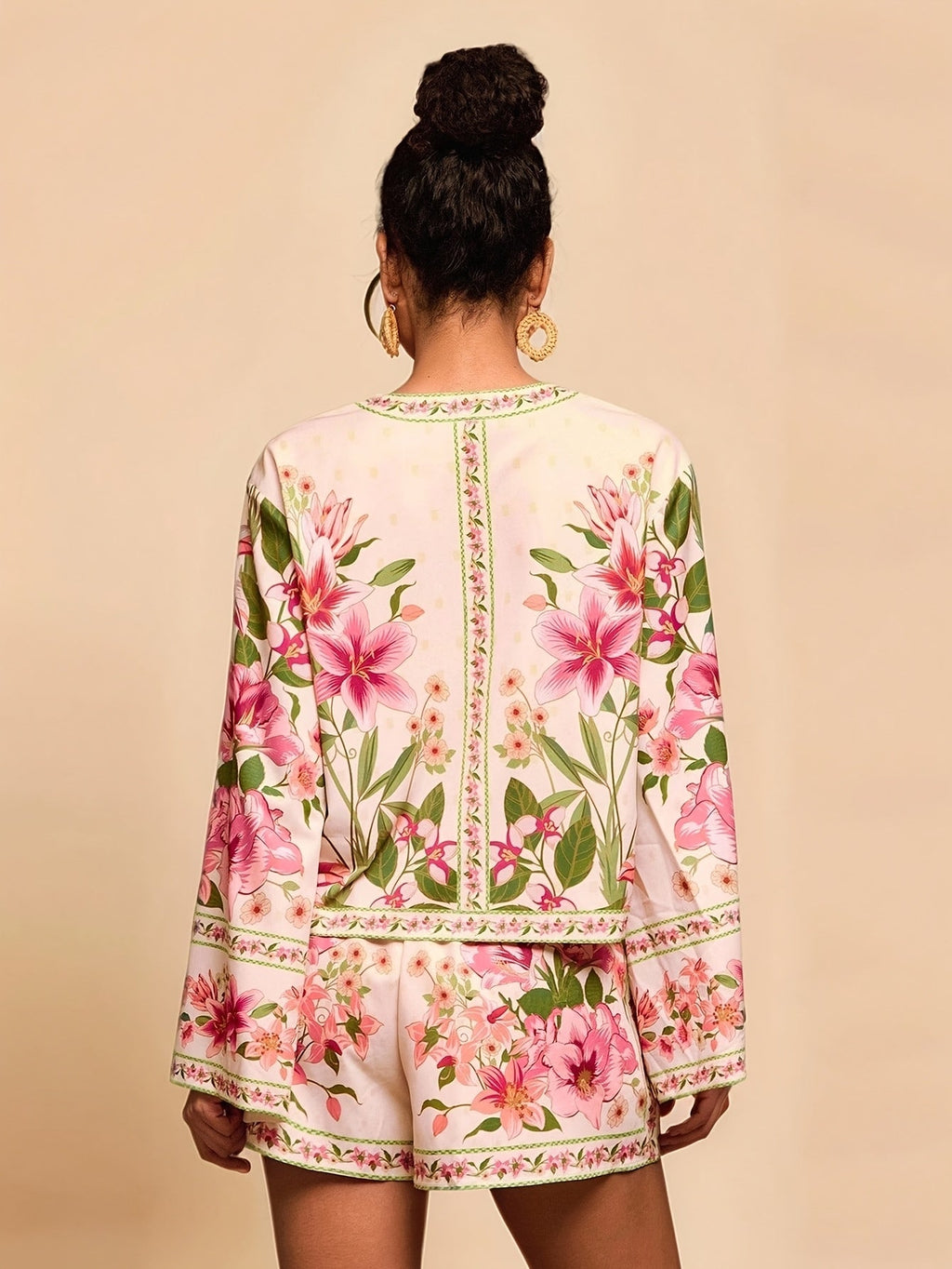 Chic Holiday Print Shirt  Shorts Set