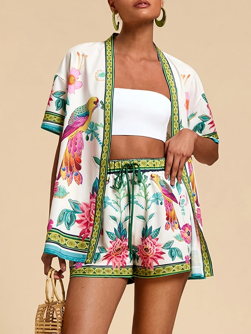 Tropical Breeze Short Sleeve Top  Shorts Set