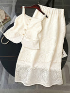 Lace camisole and skirt set by 64b136-1e, featuring delicate lace fabric and matching design for elegant style.