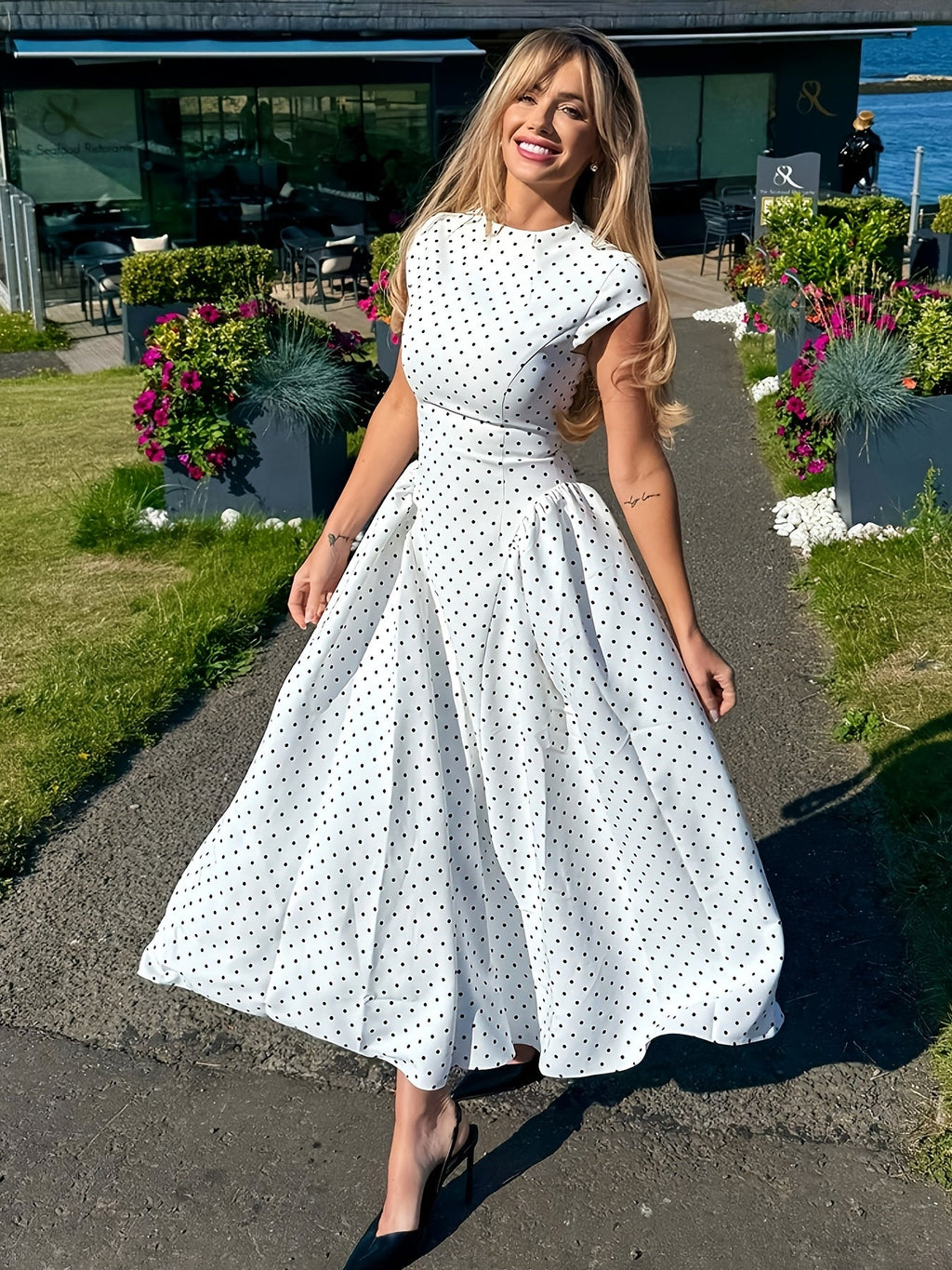 Polka Dot A-Line Maxi Dress