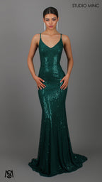DIVINE - Emerald Green Sequin Formal Dress