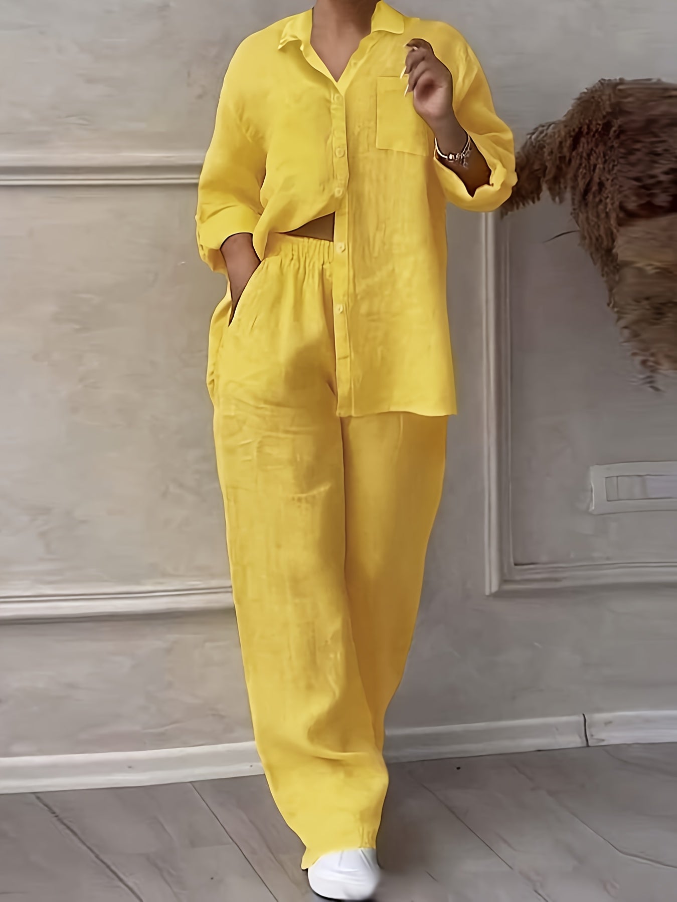 Cardigan & Wide-Leg Pants Set