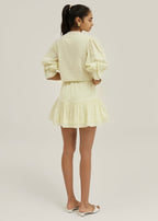 Laney Tiered Linen Frill Set | Pastel Lemon