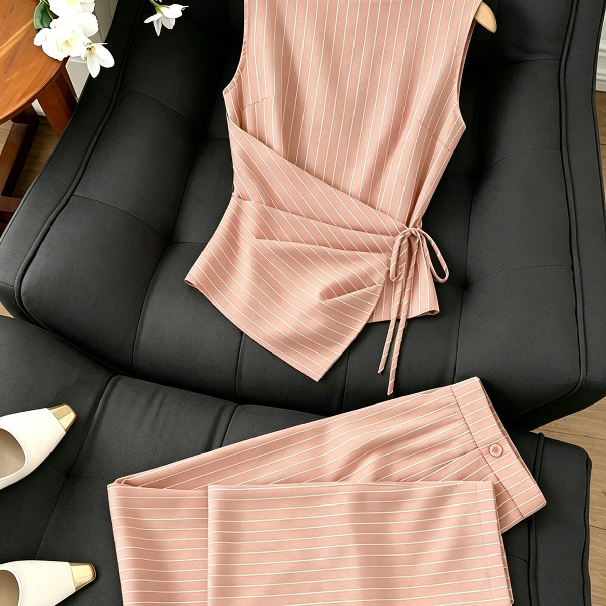 Striped Two-Piece Wide-Leg Set