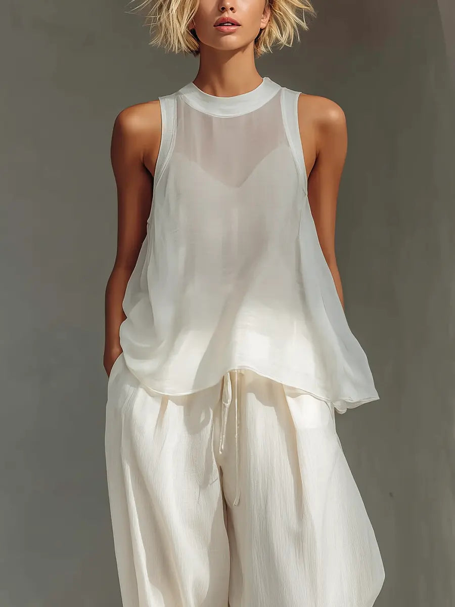 Chloe | Chiffon Top Wide-Leg Pants Set