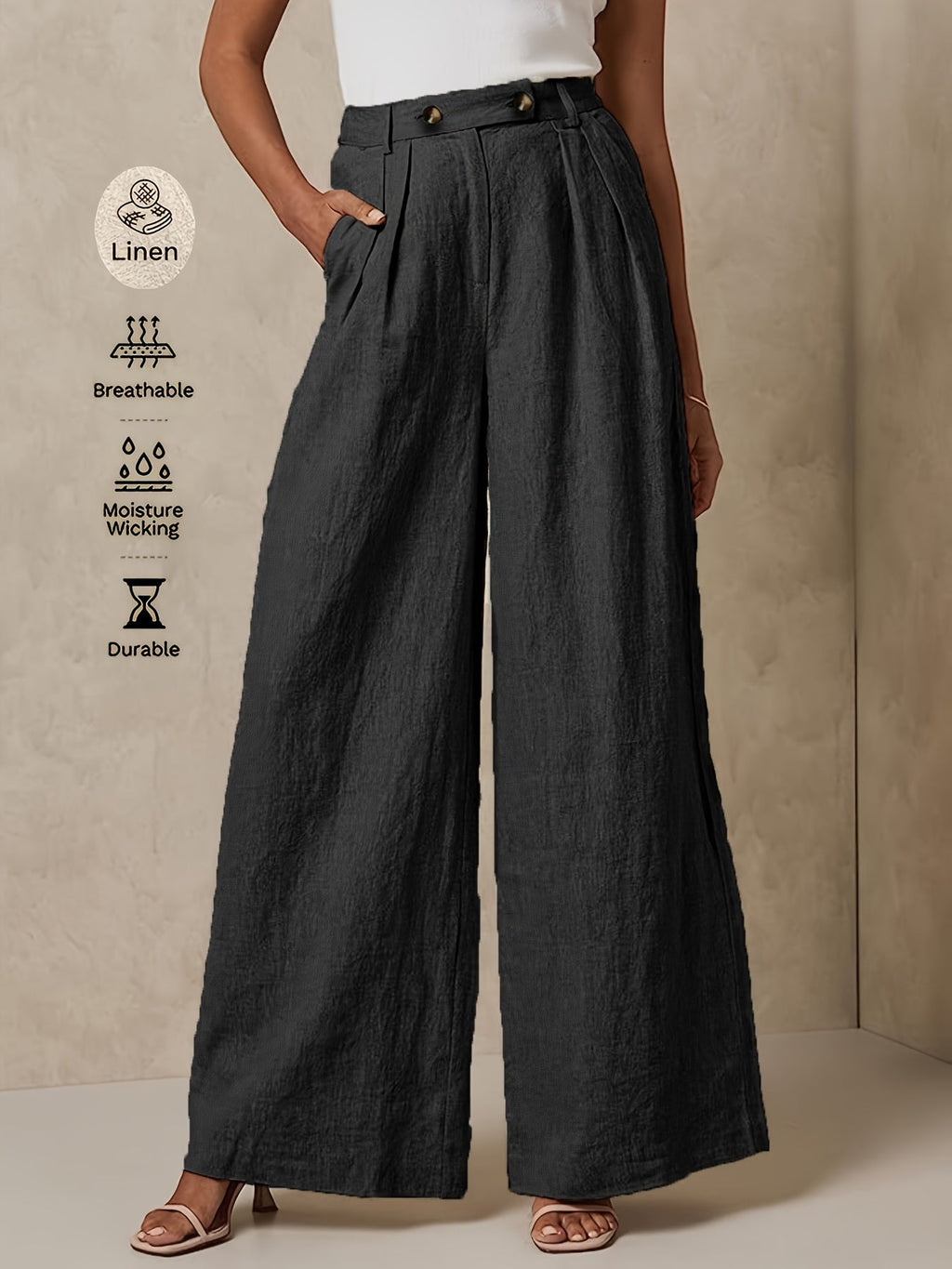 Linen Wide-Leg Pants